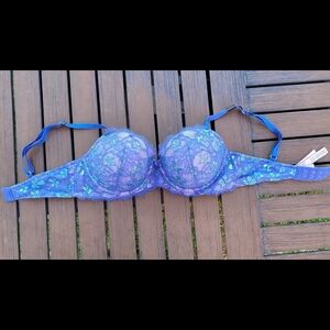 Victoria's Secret Floral Blue Lace Bra